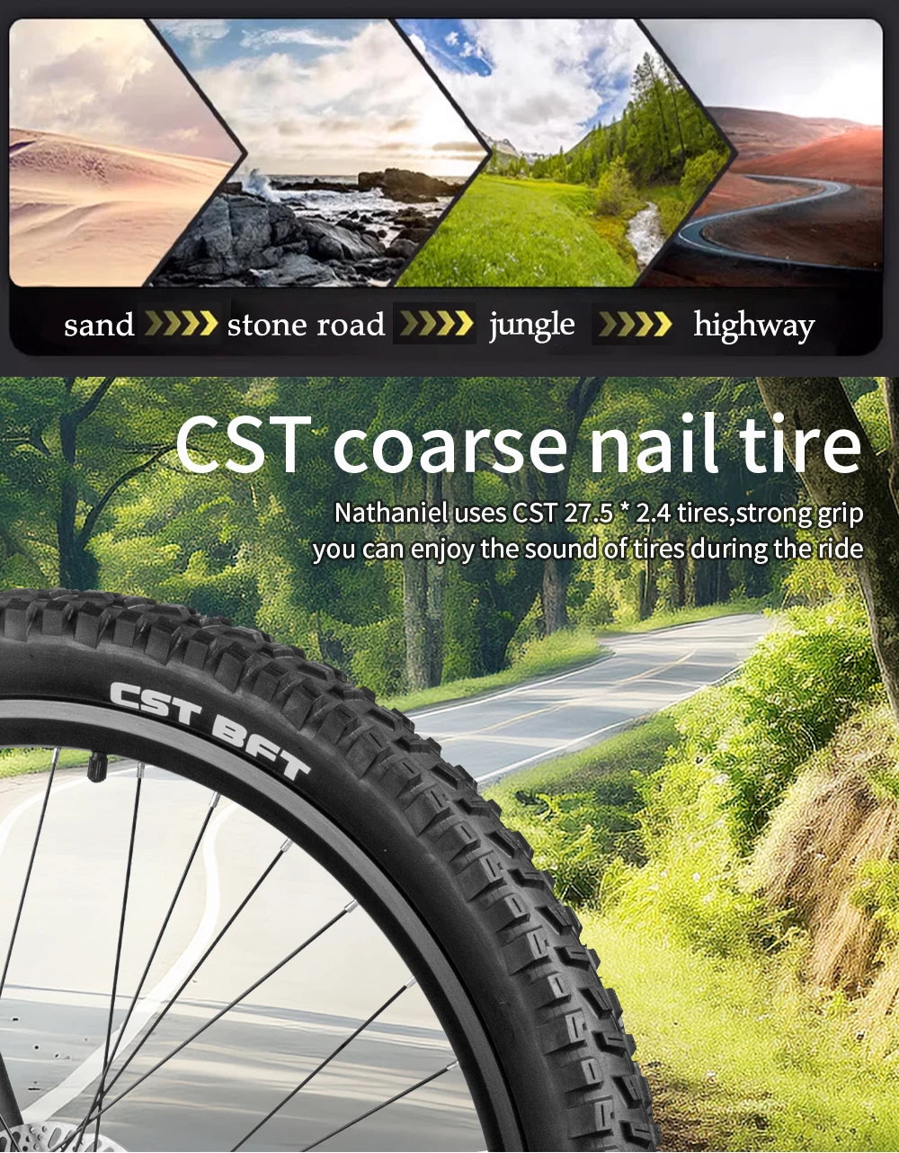 E-bike 27.5-inch 48V 1000W Motor soft tail shock absorption