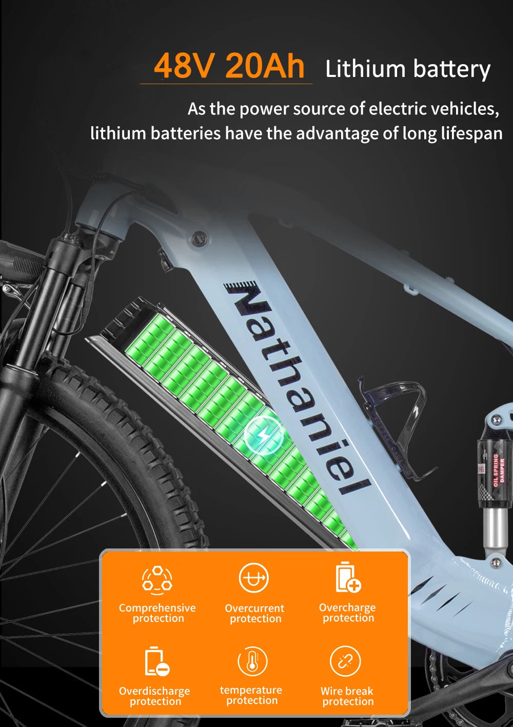 E-bike 27.5-inch 48V 1000W Motor soft tail shock absorption