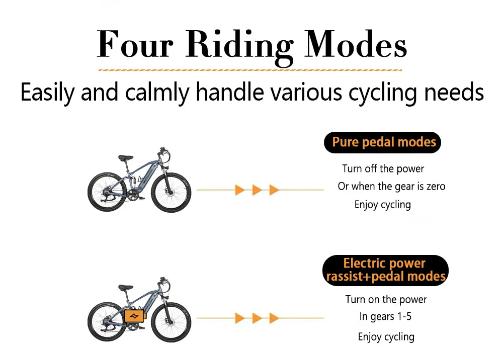 E-bike 27.5-inch 48V 1000W Motor soft tail shock absorption