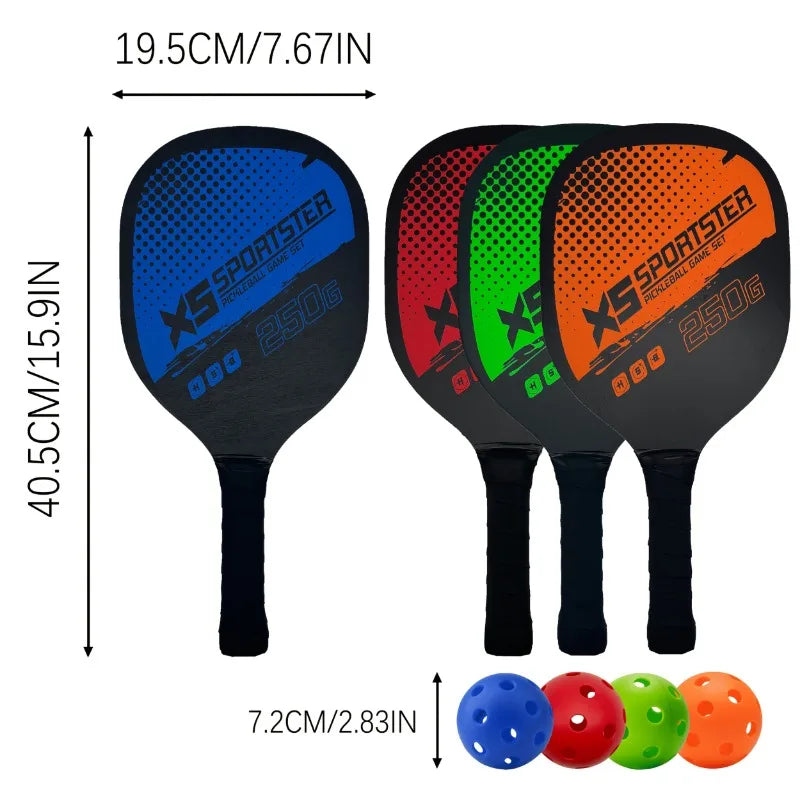 Pickleball Set 2 Rackets 4 Balls 1 Bag