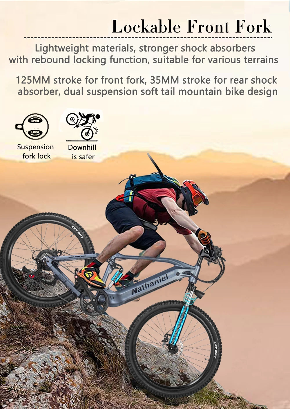 E-bike 27.5-inch 48V 1000W Motor soft tail shock absorption