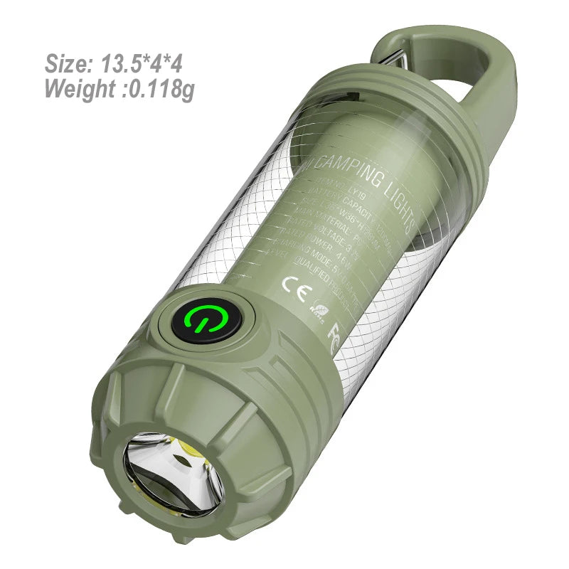 Outdoor camping light with multi-light sources, portable keychain