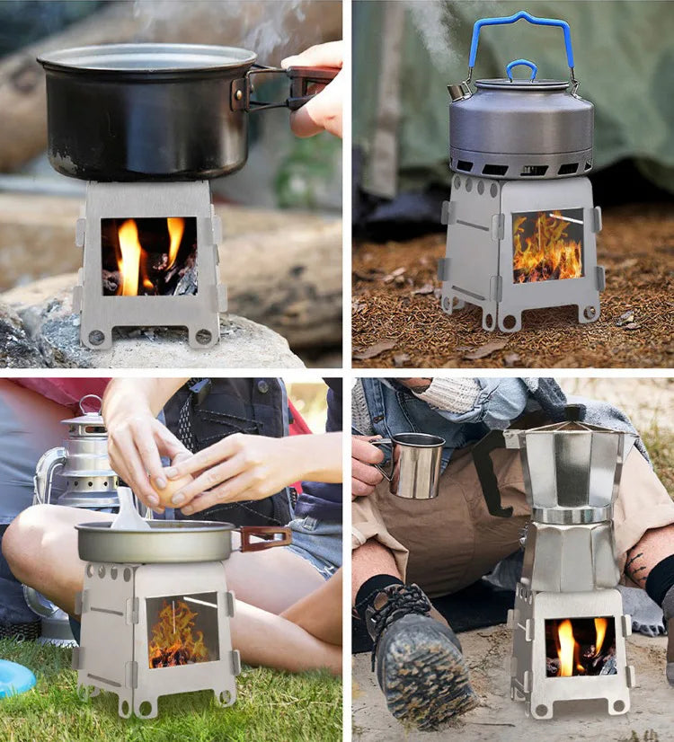 Portable Camping Wood Stove, Stainless Steel