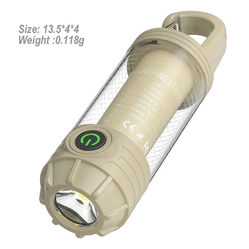 Outdoor camping light with multi-light sources, portable keychain