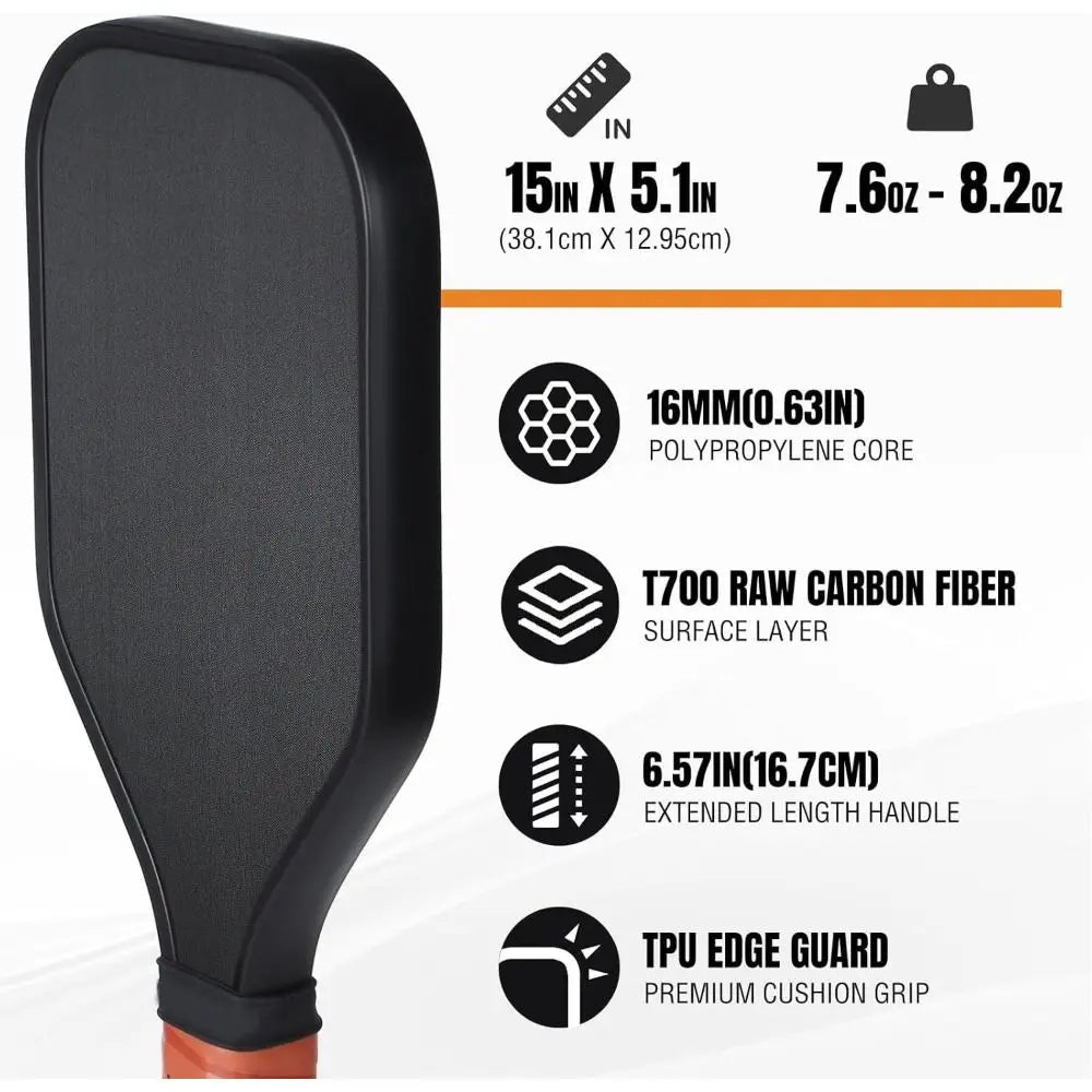 Carbon Fiber Pickleball Training Paddle Long Handle Wear Resistant