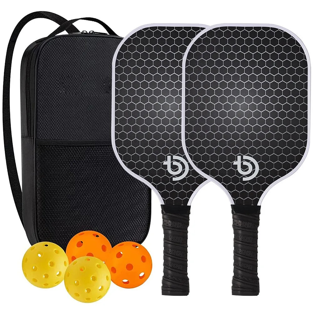 Pickleball Paddles Set Rackets Portable Racket Cover Carrying Bag Gift Kit + 4 Balls