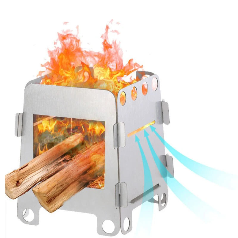 Portable Camping Wood Stove, Stainless Steel