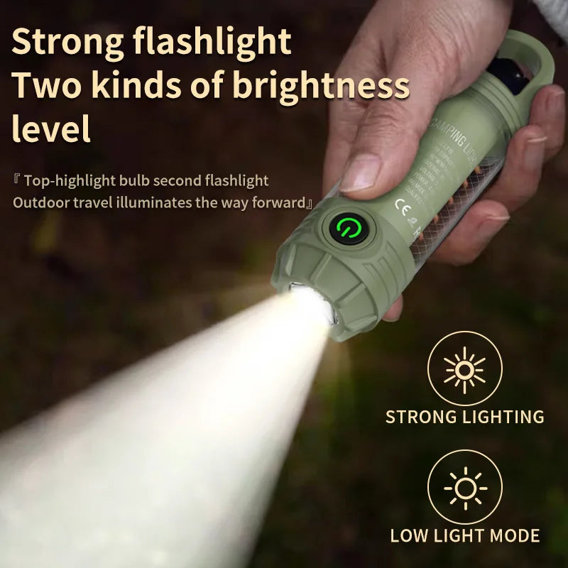 Outdoor camping light with multi-light sources, portable keychain