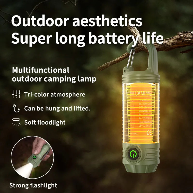 Outdoor camping light with multi-light sources, portable keychain