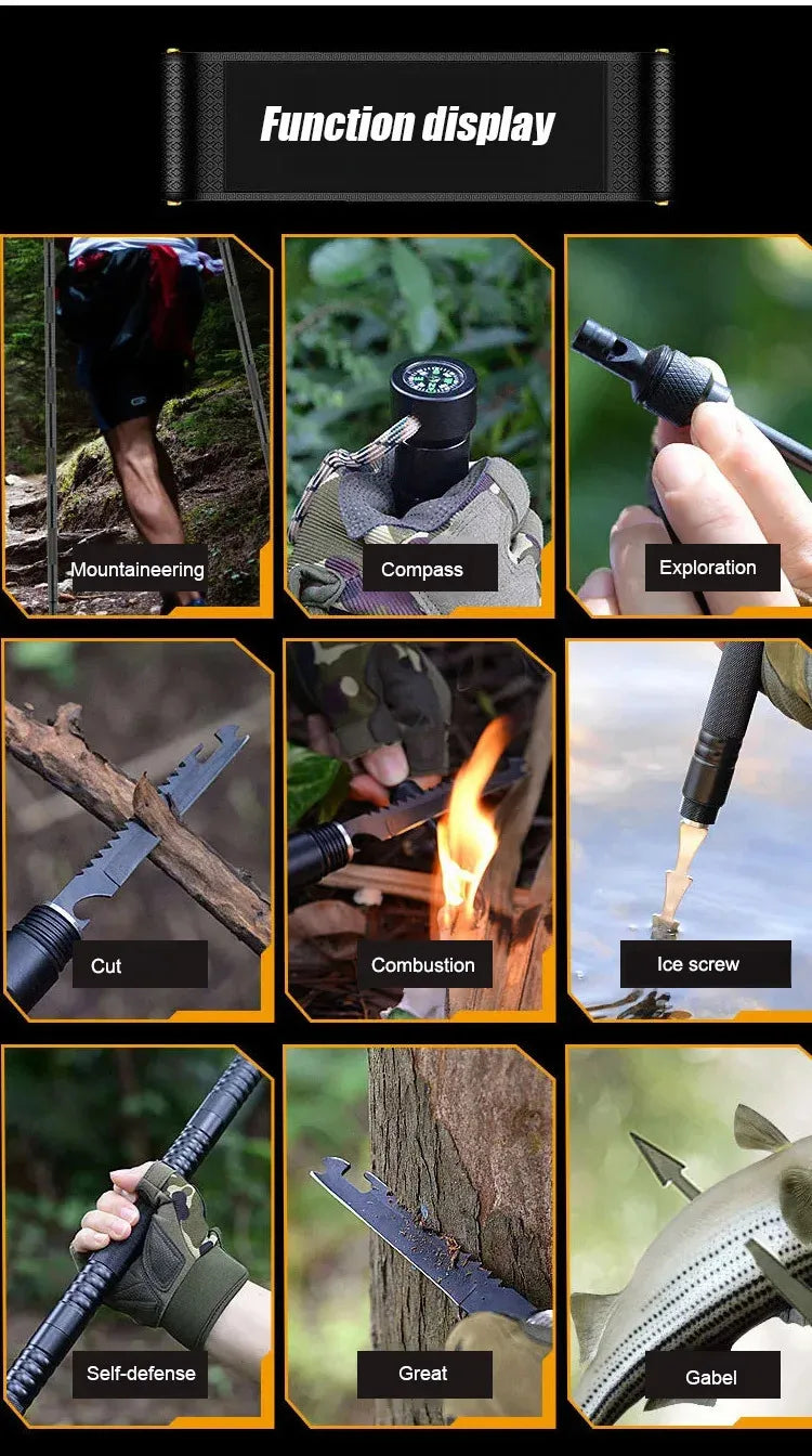 Hiking Pole Set Multifunctional Outdoor Hiking Mountain Hiking Defensive Baton Folding Hiking Pole