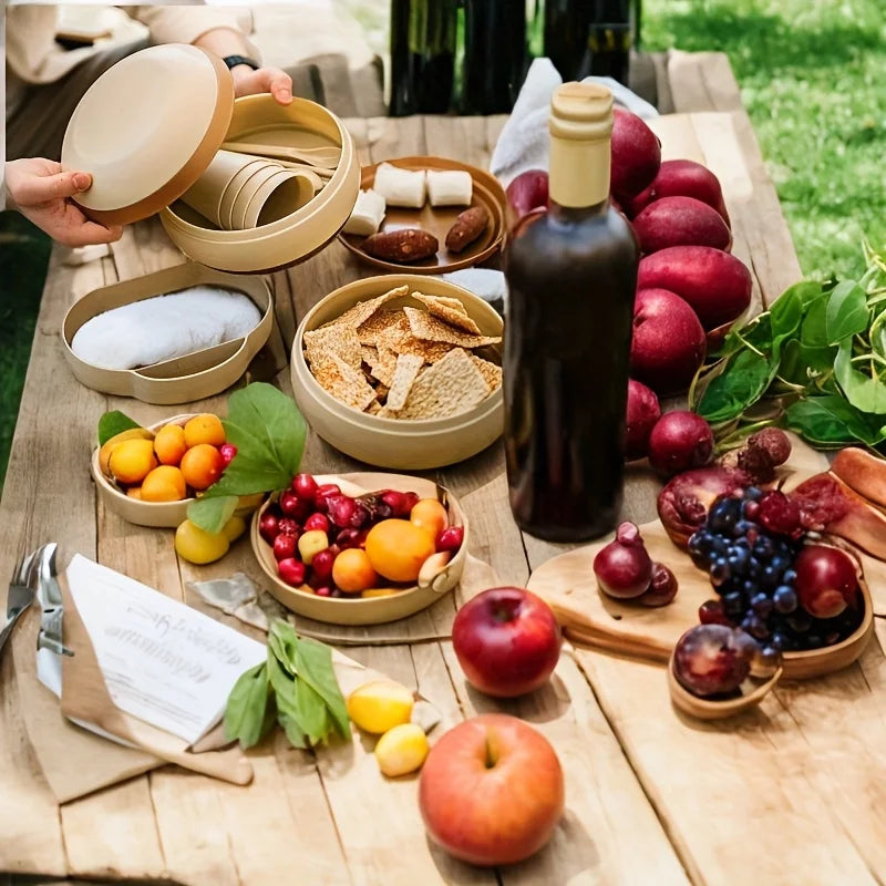 Outdoor Camping Picnic Utensils Cups Plates, Spoons Chopsticks Soup Bowls