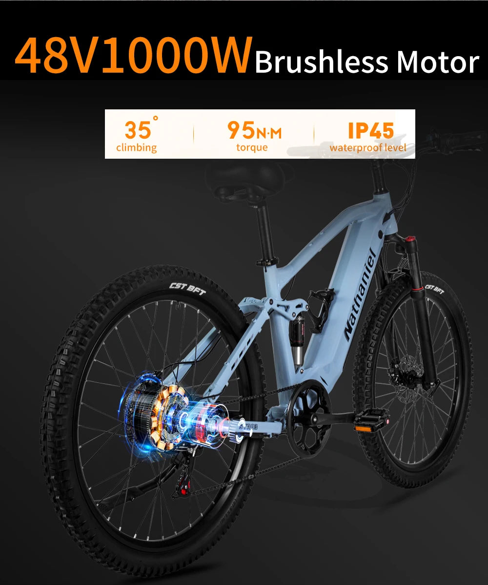E-bike 27.5-inch 48V 1000W Motor soft tail shock absorption