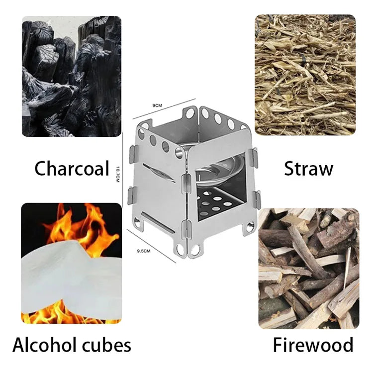 Portable Camping Wood Stove, Stainless Steel