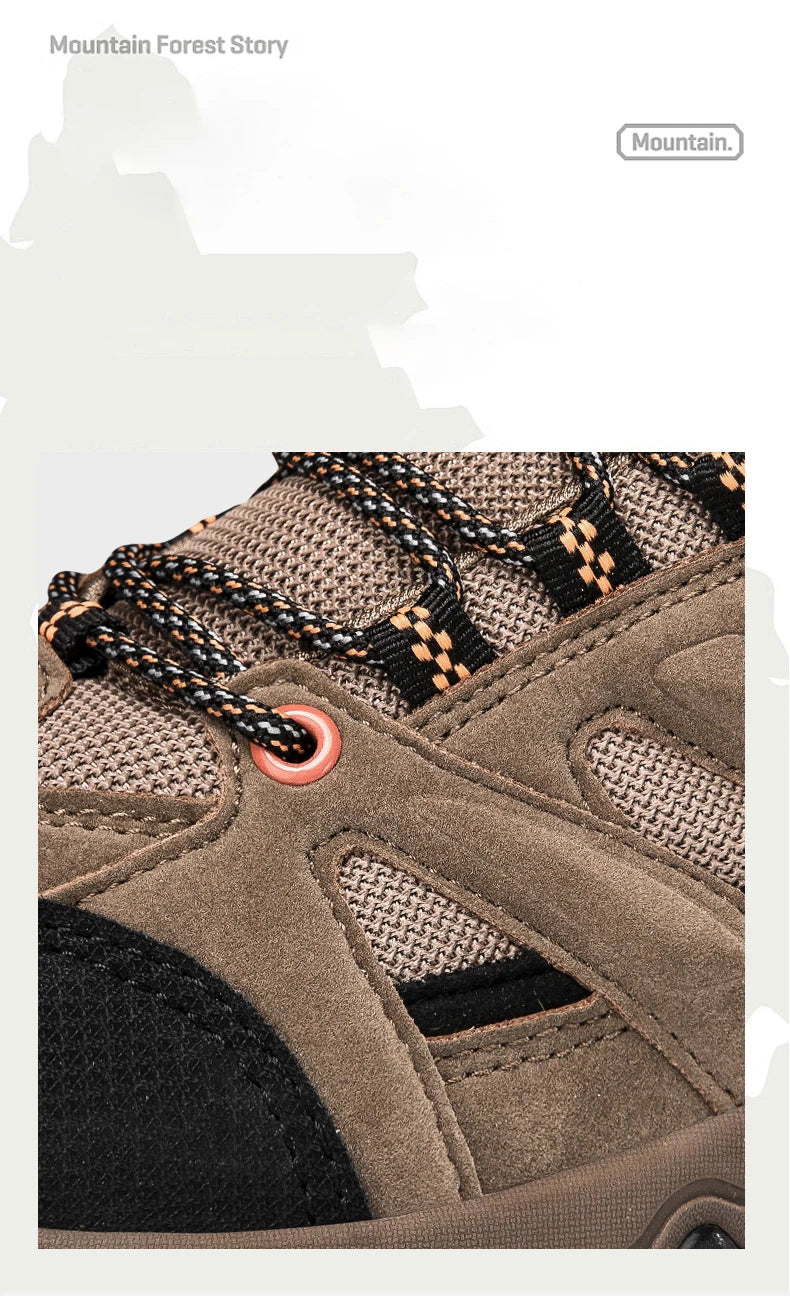 Hiking Shoes Men Anti collision toe Climbing Trekking Sneakers for Men Leather Outdoor Non-Slip Wear-Resistant Sport shoes