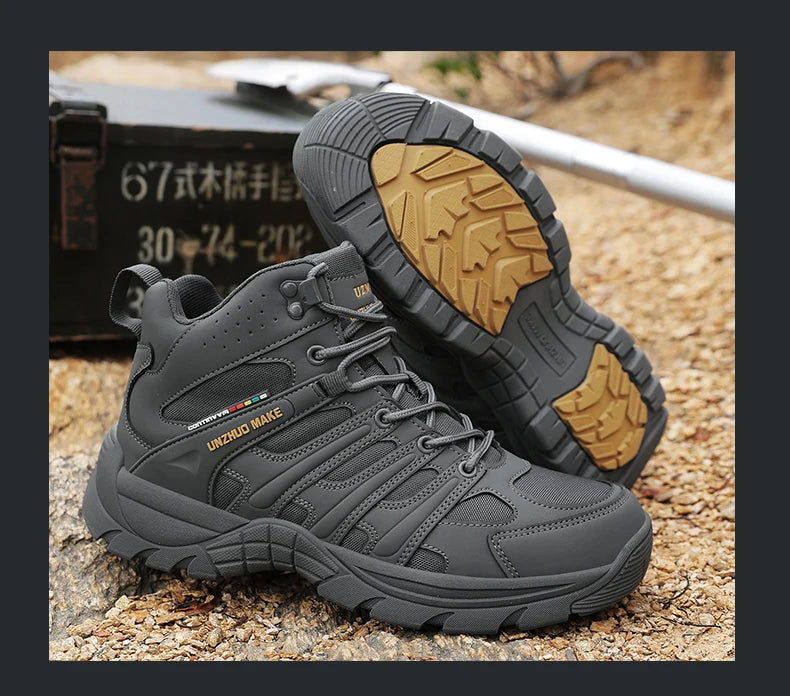 Hiking Boots Lightweight Anti-Slip Mid Ankle Trekking Shoes for Outdoor Backpacking, Mountaineering & Rugged Terrain‌