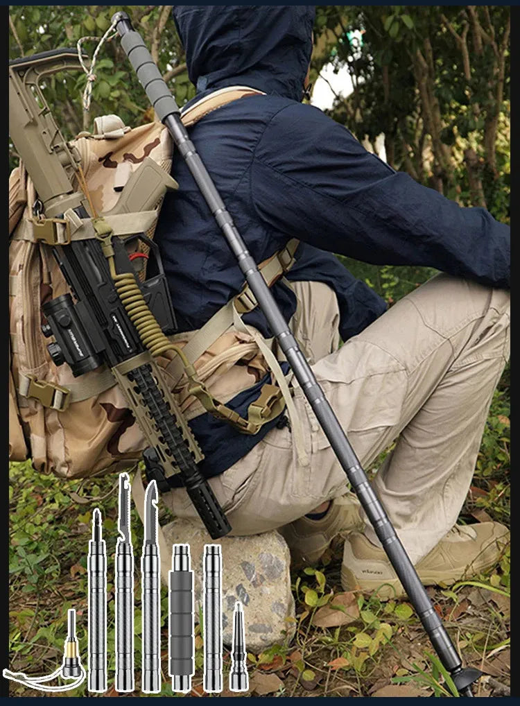 Hiking Pole Set Multifunctional Outdoor Hiking Mountain Hiking Defensive Baton Folding Hiking Pole