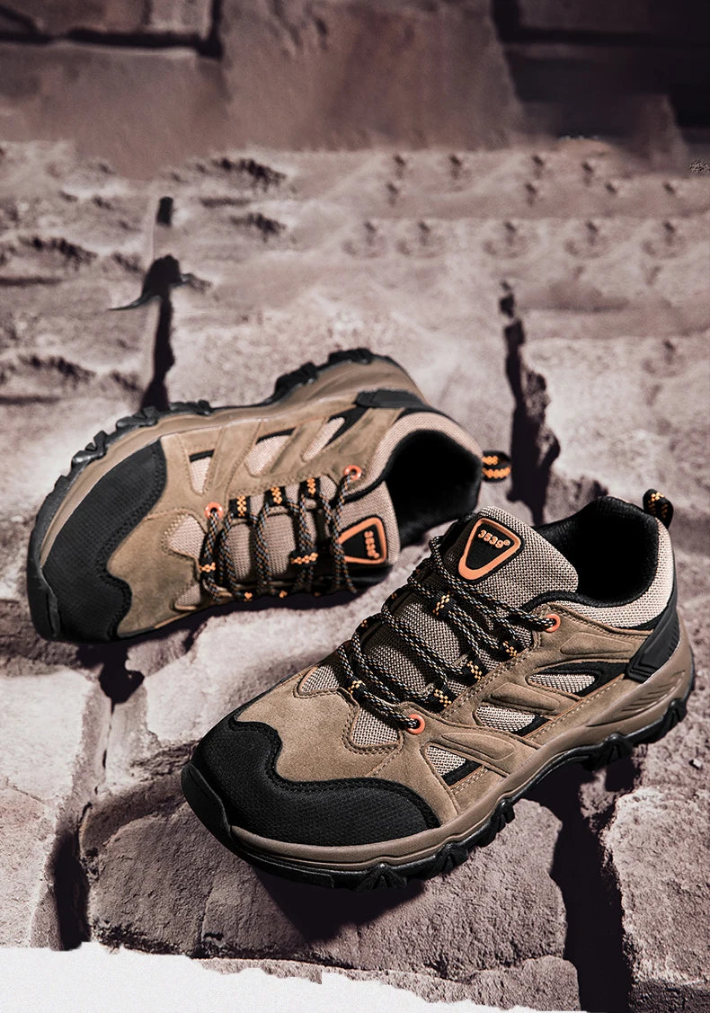 Hiking Shoes Men Anti collision toe Climbing Trekking Sneakers for Men Leather Outdoor Non-Slip Wear-Resistant Sport shoes