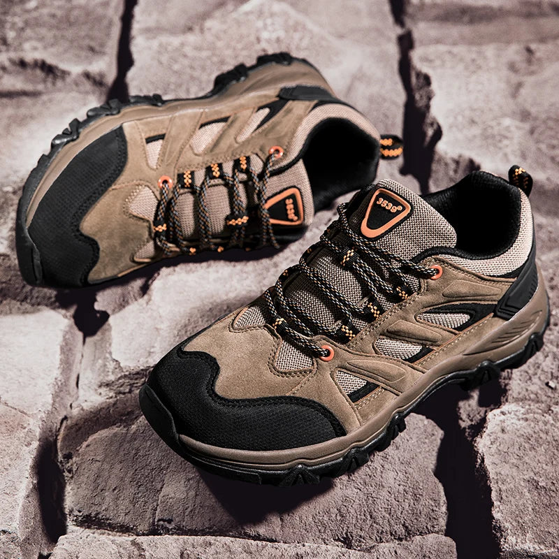 Hiking Shoes Men Anti collision toe Climbing Trekking Sneakers for Men Leather Outdoor Non-Slip Wear-Resistant Sport shoes