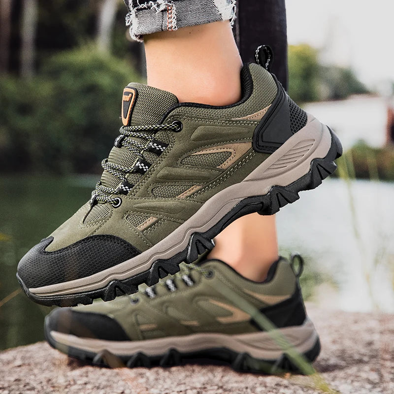 Hiking Shoes Men Anti collision toe Climbing Trekking Sneakers for Men Leather Outdoor Non-Slip Wear-Resistant Sport shoes