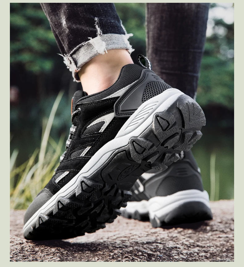 Hiking Shoes Men Anti collision toe Climbing Trekking Sneakers for Men Leather Outdoor Non-Slip Wear-Resistant Sport shoes