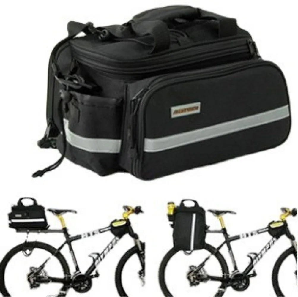 Riding equipment: Mountain bike, backpack, rear shelf bag, long-distance large capacity bike bag with rain cover