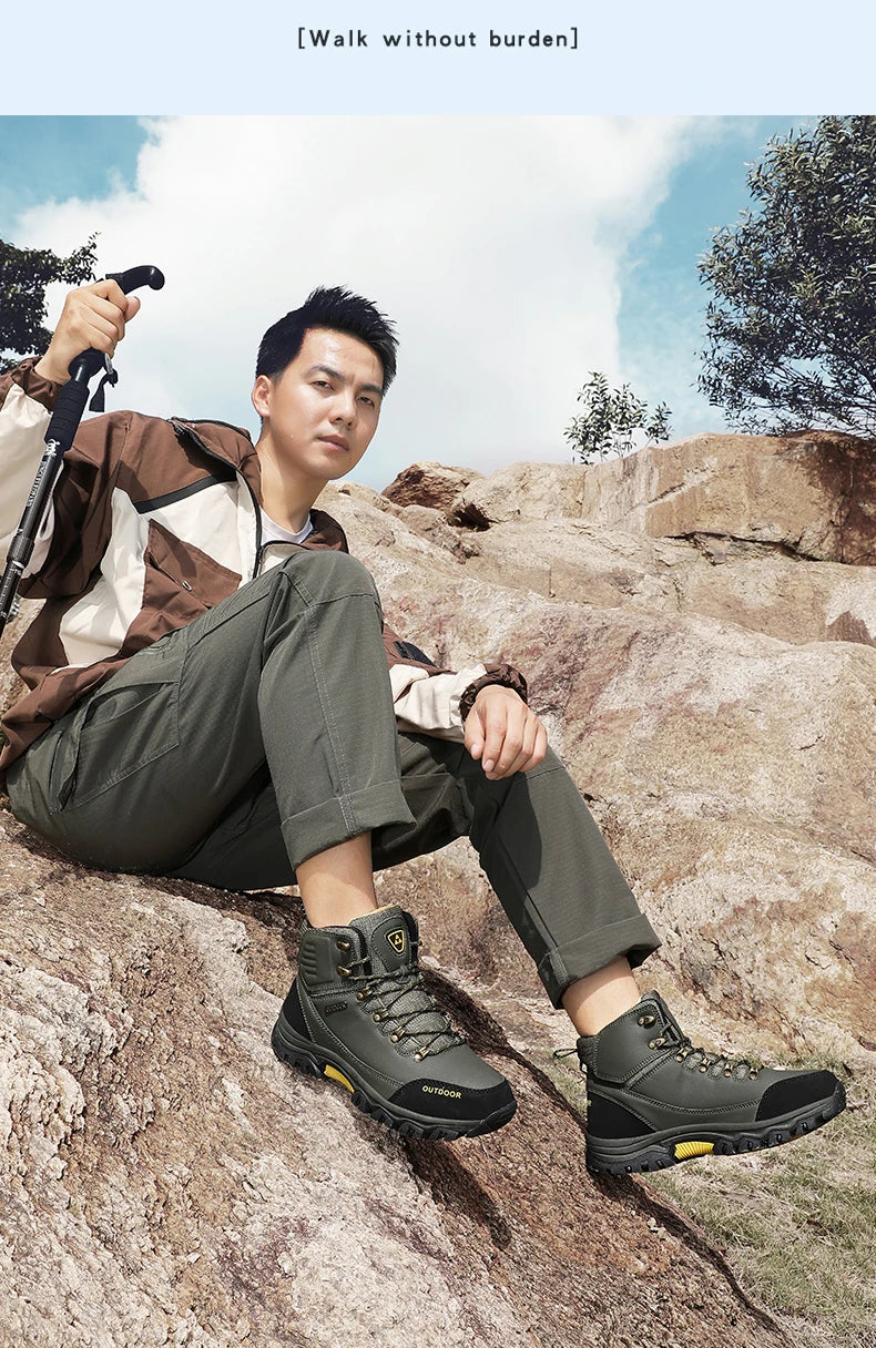 Hiking Shoes Men Ankle Boots Outdoor Camping Anti-collision Climbing Shoe Lace Up Climbing Trekking Sneakers