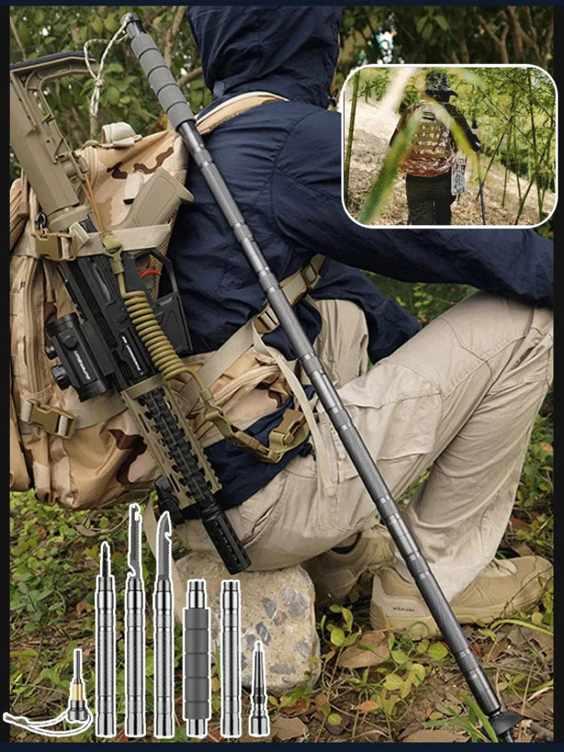 Hiking Pole Set Multifunctional Outdoor Hiking Mountain Hiking Defensive Baton Folding Hiking Pole