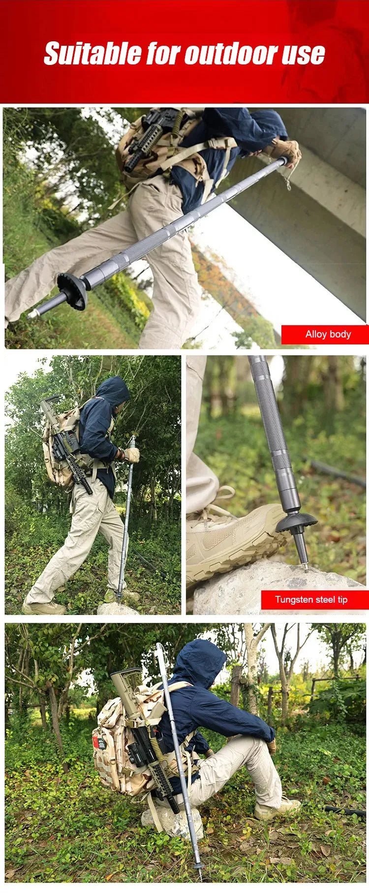 Hiking Pole Set Multifunctional Outdoor Hiking Mountain Hiking Defensive Baton Folding Hiking Pole