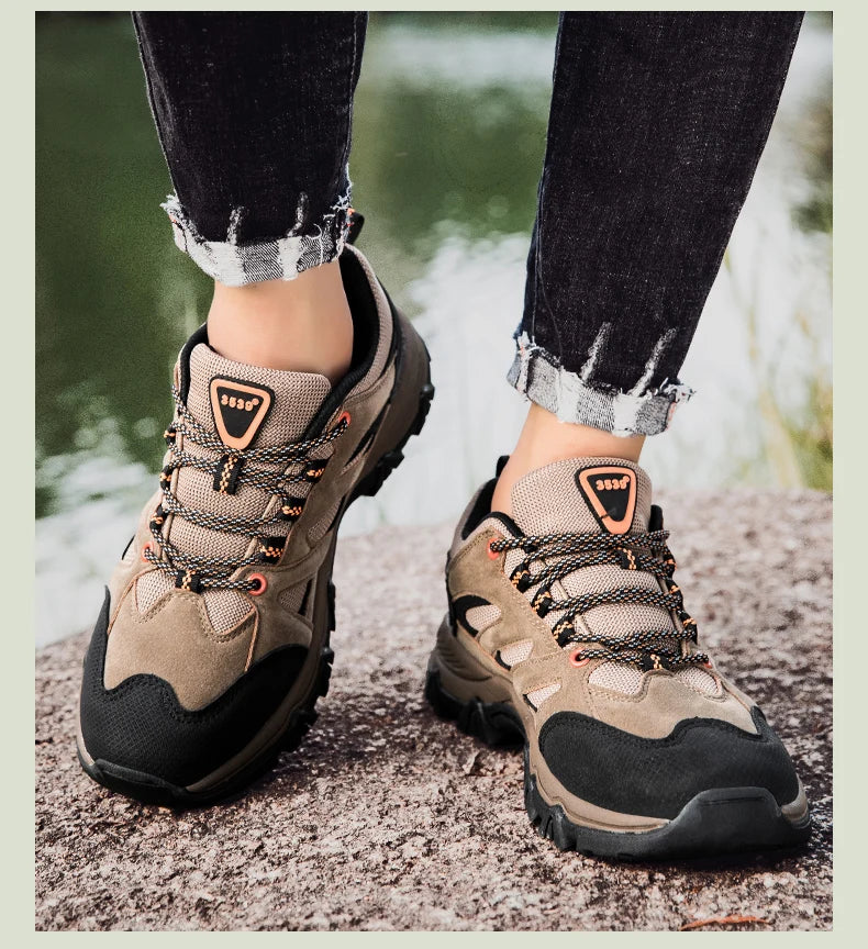 Hiking Shoes Men Anti collision toe Climbing Trekking Sneakers for Men Leather Outdoor Non-Slip Wear-Resistant Sport shoes