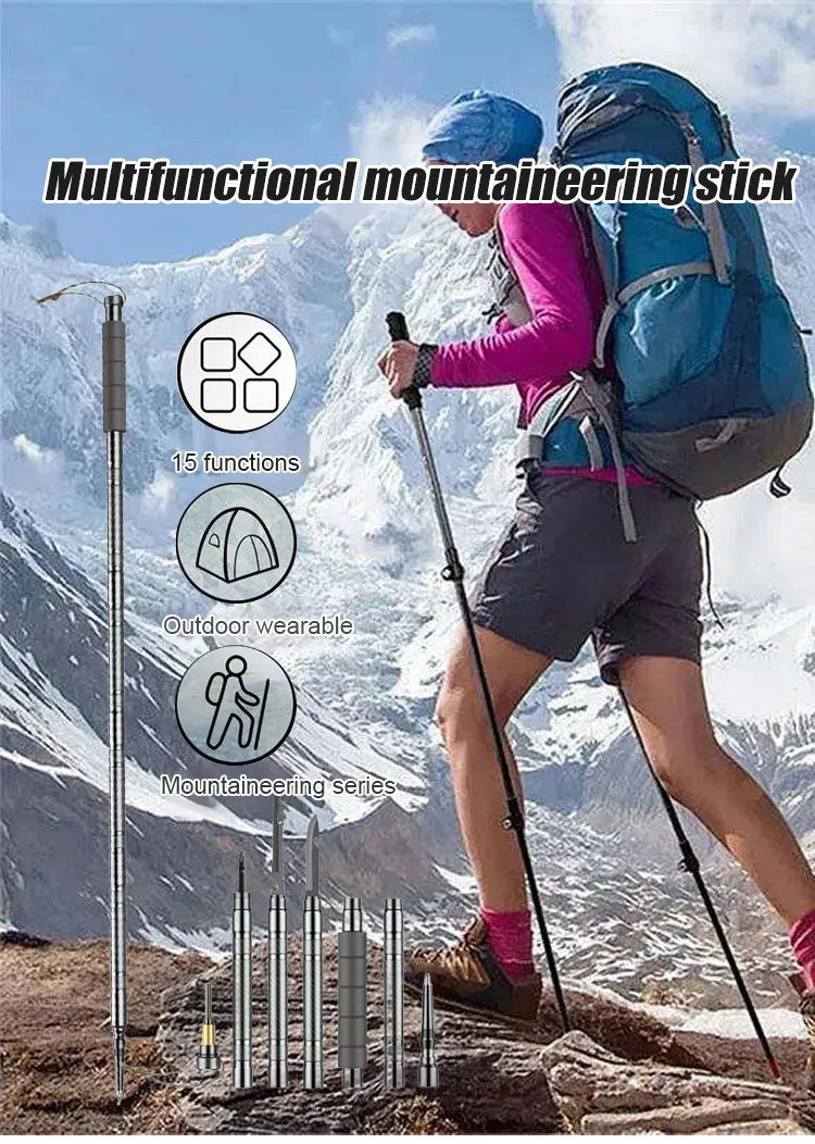Hiking Pole Set Multifunctional Outdoor Hiking Mountain Hiking Defensive Baton Folding Hiking Pole