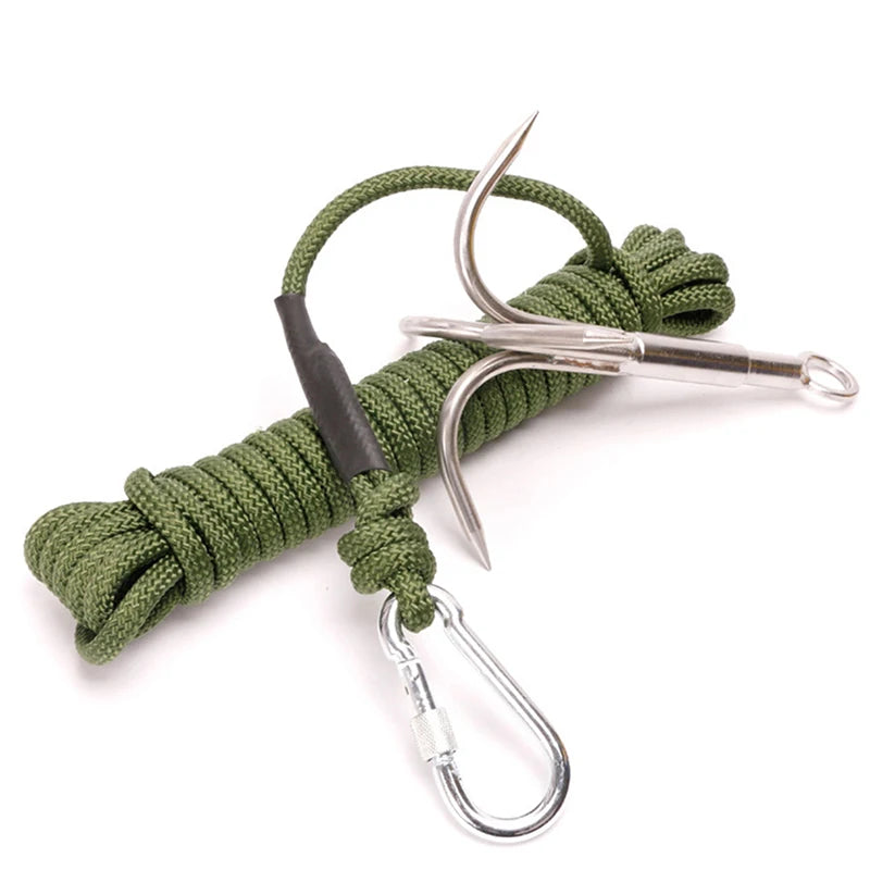 Hiking Stainless Steel Claw Carabiner Multi-functional Climbing Hook Grappling Hook for Travel Outdoor Camping Fishing