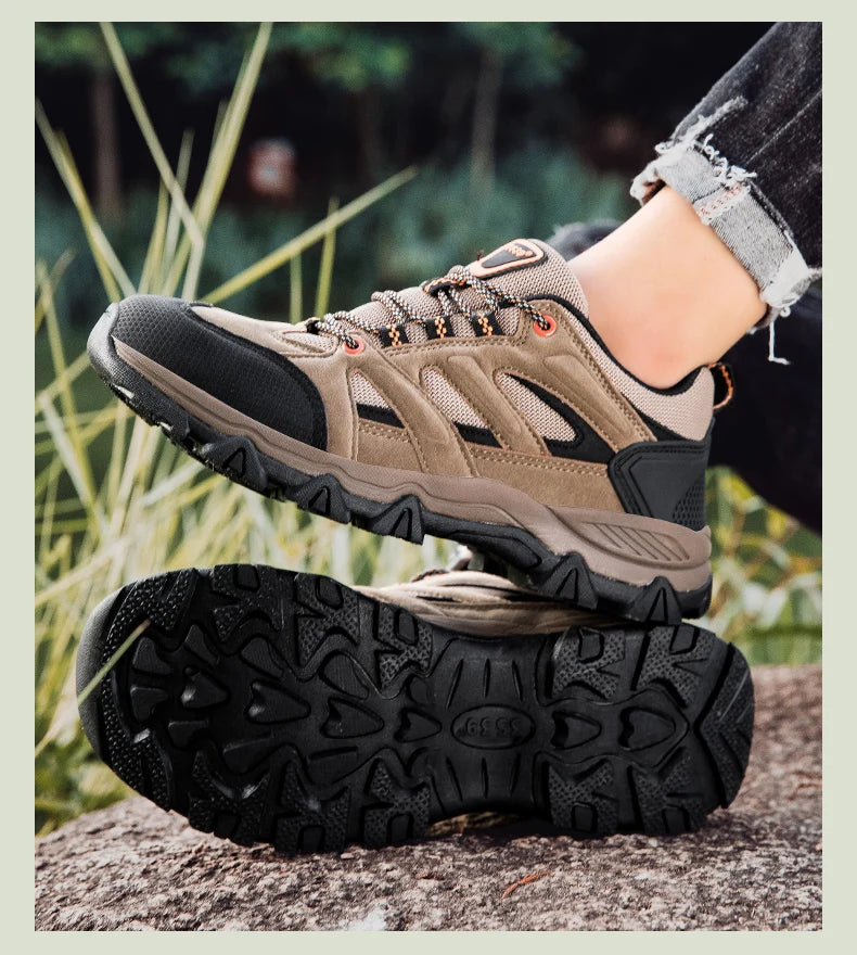Hiking Shoes Men Anti collision toe Climbing Trekking Sneakers for Men Leather Outdoor Non-Slip Wear-Resistant Sport shoes