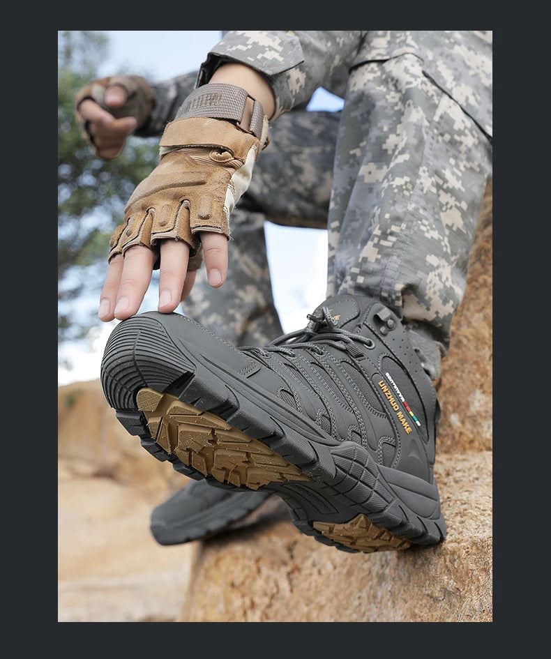 Hiking Boots Lightweight Anti-Slip Mid Ankle Trekking Shoes for Outdoor Backpacking, Mountaineering & Rugged Terrain‌