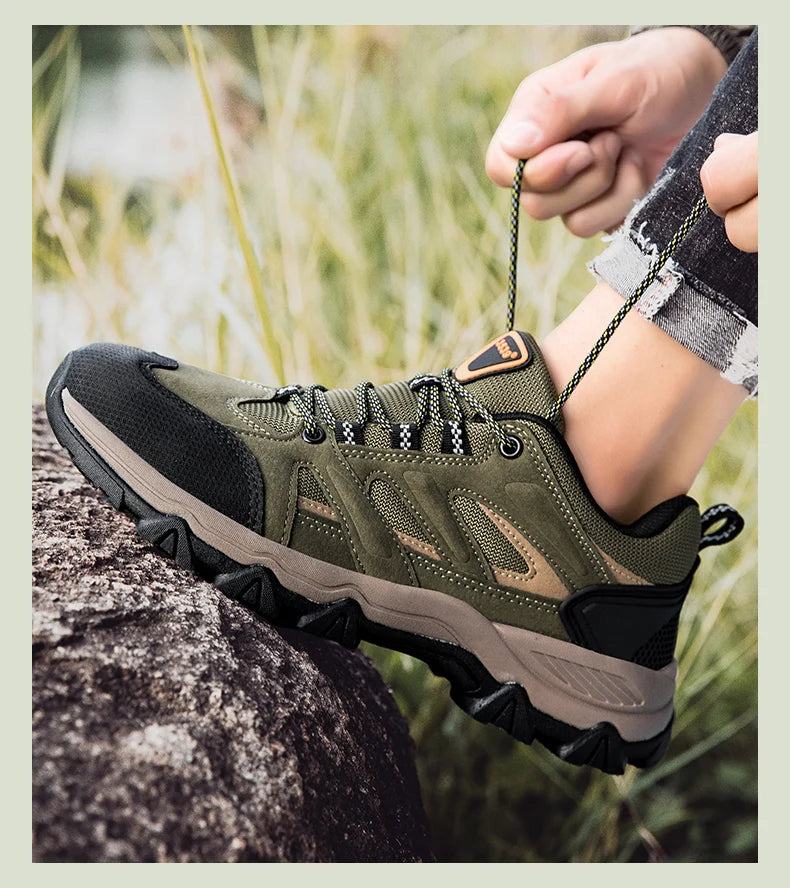 Hiking Shoes Men Anti collision toe Climbing Trekking Sneakers for Men Leather Outdoor Non-Slip Wear-Resistant Sport shoes