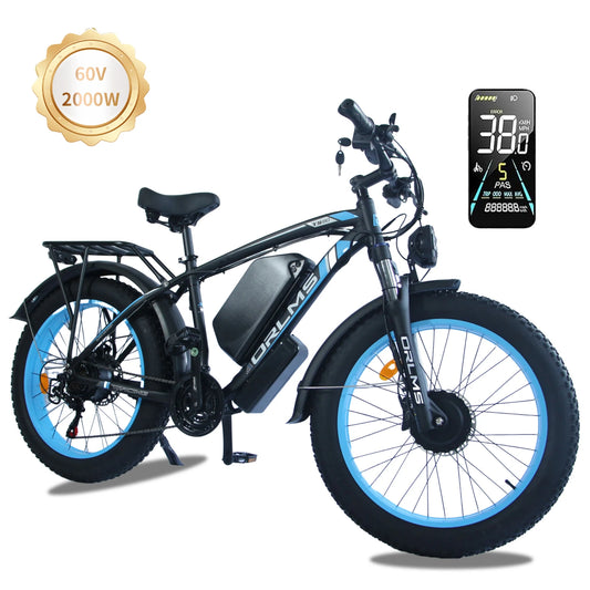 Dual Motor Ebike 45MPH 60V 25Ah 24" Fat Tire