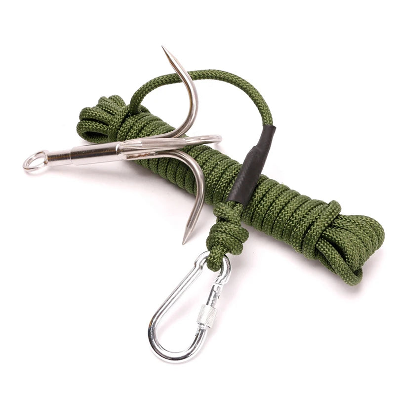 Hiking Stainless Steel Claw Carabiner Multi-functional Climbing Hook Grappling Hook for Travel Outdoor Camping Fishing