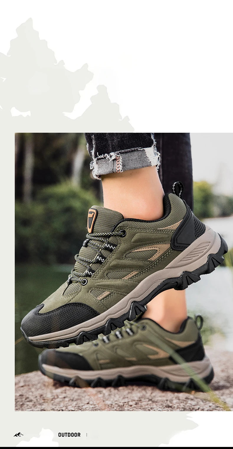 Hiking Shoes Men Anti collision toe Climbing Trekking Sneakers for Men Leather Outdoor Non-Slip Wear-Resistant Sport shoes