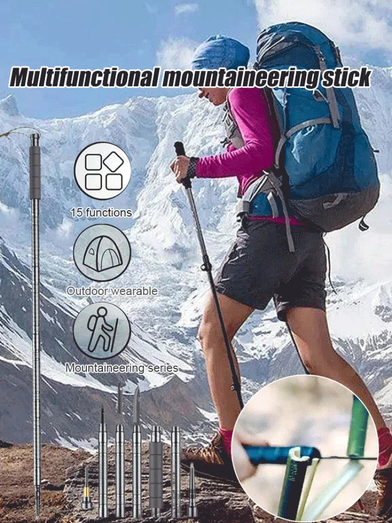 Hiking Pole Set Multifunctional Outdoor Hiking Mountain Hiking Defensive Baton Folding Hiking Pole