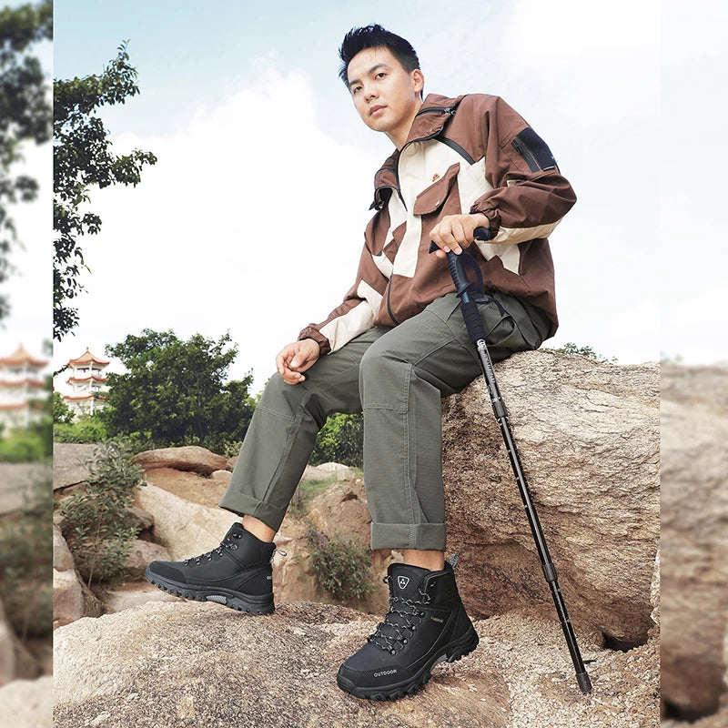 Hiking Shoes Men Ankle Boots Outdoor Camping Anti-collision Climbing Shoe Lace Up Climbing Trekking Sneakers