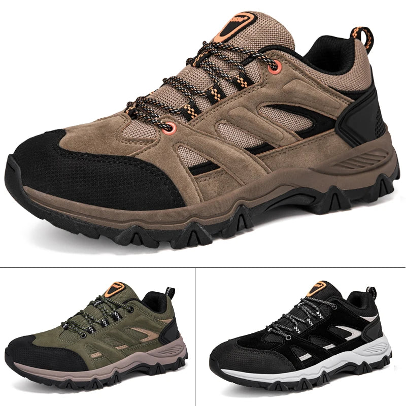 Hiking Shoes Men Anti collision toe Climbing Trekking Sneakers for Men Leather Outdoor Non-Slip Wear-Resistant Sport shoes