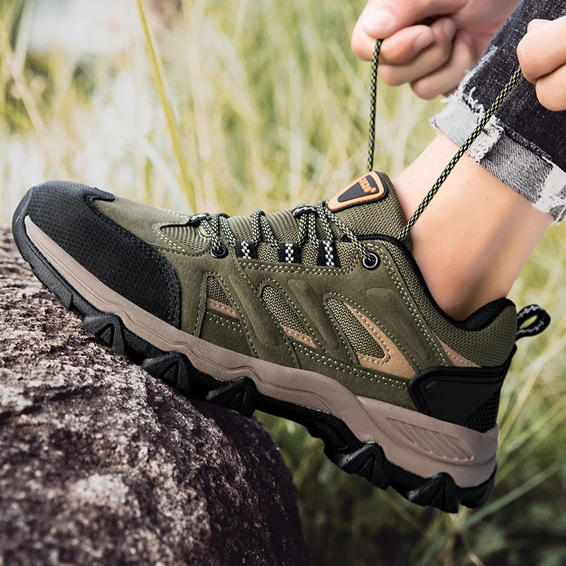 Hiking Shoes Men Anti collision toe Climbing Trekking Sneakers for Men Leather Outdoor Non-Slip Wear-Resistant Sport shoes