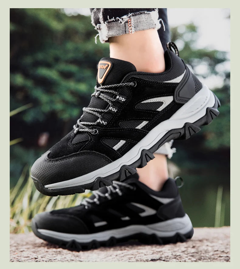 Hiking Shoes Men Anti collision toe Climbing Trekking Sneakers for Men Leather Outdoor Non-Slip Wear-Resistant Sport shoes