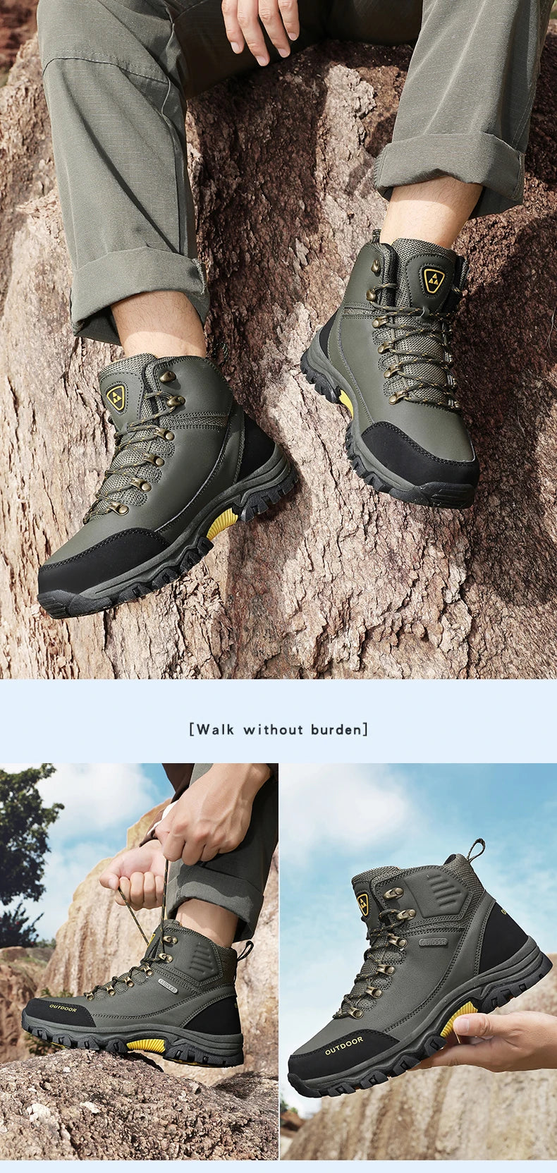Hiking Shoes Men Ankle Boots Outdoor Camping Anti-collision Climbing Shoe Lace Up Climbing Trekking Sneakers